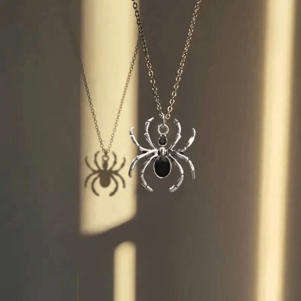 Spider Black Diamond Pendant Necklace